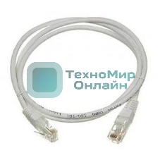 Патч-корд TWT UTP кат.5e, с заливными колпачками, 0.3 м, серый