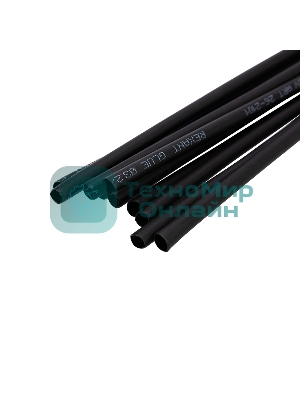 Термоусаживаемая трубка Rexant двухстенная клеевая 3,2/1,6 мм черная (уп. 10 шт. по 1 м)