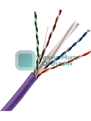 Кабель TWT UTP, 4 пары, Кат.6, нг(А)-LS, IEC 60332-3, 305 метров, фиолетовый