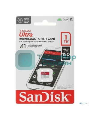 Флеш карта microSD 1Tb SanDisk microSDXC Class 10 Ultra (SD адаптер) UHS-I A1 140Mb/s