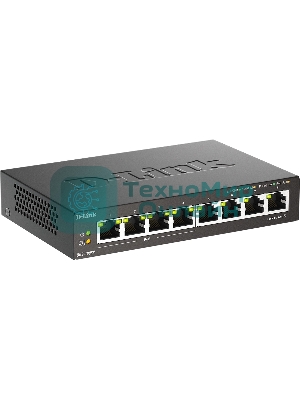 Коммутатор неуправляемый D-Link DGS-1008P/F3A с 8 портами 10/100/1000Base-T (4 порта PoE 802.3af/at, PoE-бюджет 60 Вт)