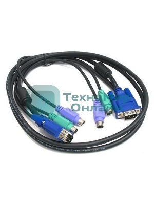 Переключатель D-Link DKVM-CB5Кабель KVM для подключения клавиатуры, мыши и монитора, длина 4,5 м