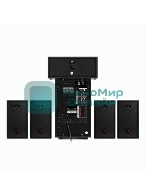 Аудиоколонки SVEN HT-210, черный, акустическая система 5.1, мощность (RMS):50Вт+5x15Вт, Bluetooth, Optical, Coaxial, FM-тюнер, USB/SD, дисплей, ПДУ