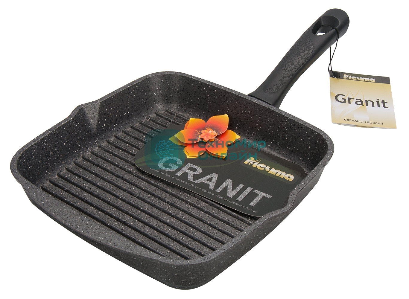 Сковорода МЕЧТА 66701 Гранит 26см 66701 Сковорода - гриль квадратная 26см 