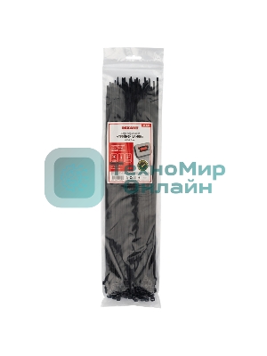 Хомут-стяжкa нейлоновая с тройным замком Rexant 400x4,8 мм, черная, упаковка 100 шт.