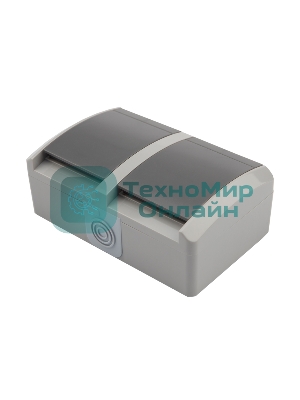 Блок из 2 розеток горизонтальный Kranz INDUSTRIAL открытой установки с заземлением, керамика, IP54 серый