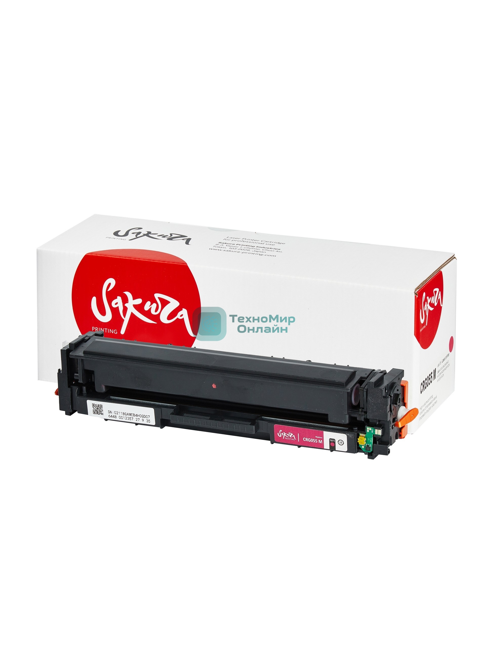 Картридж лазерный Sakura 055M (3014C002) для Canon LBP664Cx/LBP663Cdw/MF746Cx/MF744Cdw/MF742Cdw, пурпурный, 2100 к. (чип без счетчика копий)