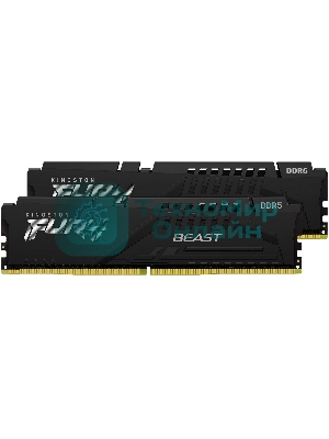 Оперативная память Kingston Fury Beast, DDR5, 64GB (2x32GB), 5600MHz, CL40, DIMM, радиатор, черный