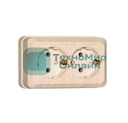 Розетка 2-м ОП Олимп 16А с заземл. сосна UNIVersal 5560865