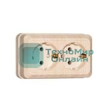 Розетка 2-м ОП Олимп 16А с заземл. сосна UNIVersal 5560865