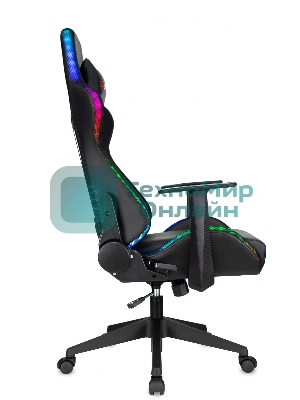 Кресло ZOMBIE GAME RGB черный, экокожа, 120 кг, подголовник, механизм качания