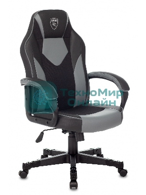 Кресло Бюрократ Zombie GAME 17 черный/серый, экокожа, 120 кг, механизм качания