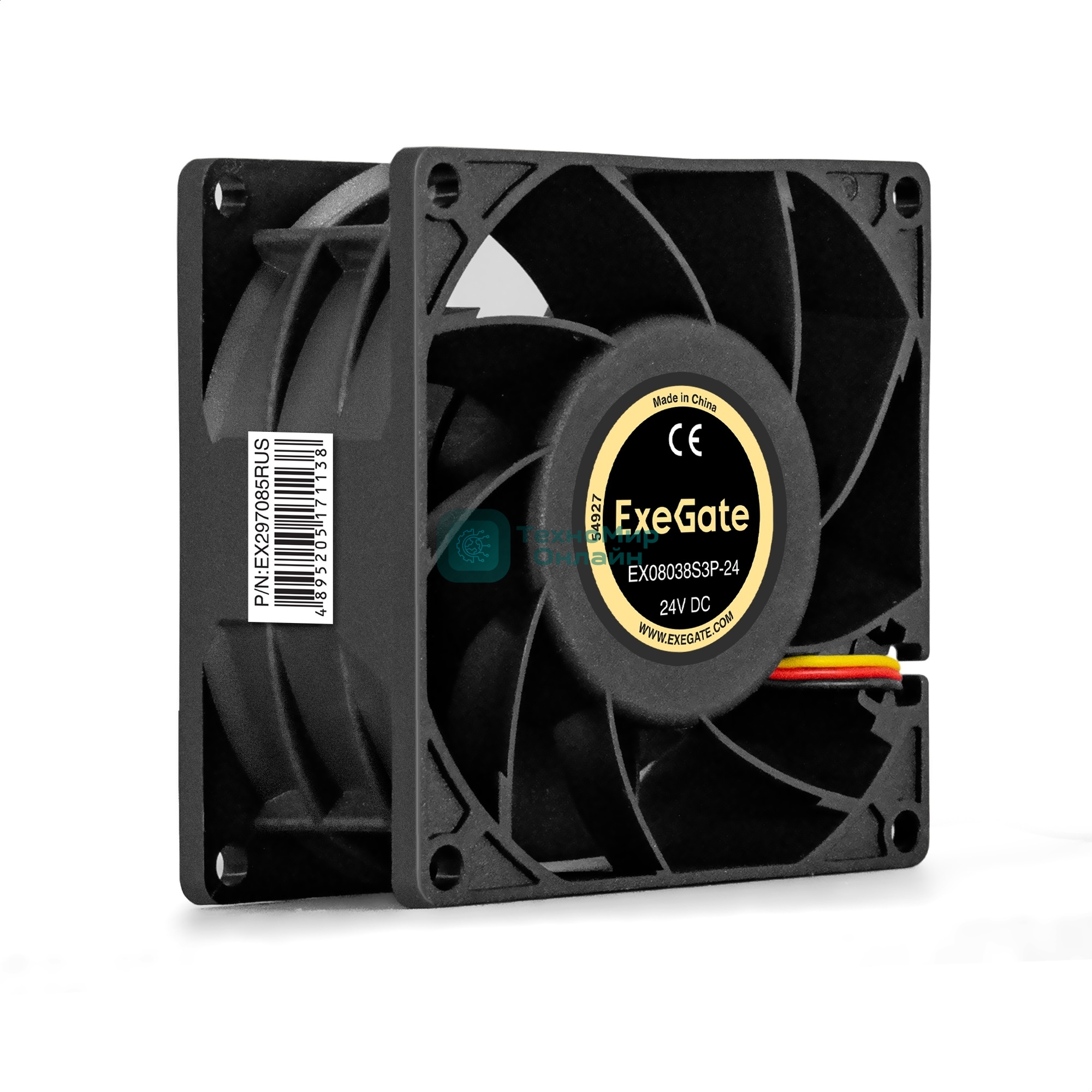 Вентилятор для корпуса ExeGate EX08038S3P-24 черный, 80 мм, 4500 об/мин, 43.2 дБ, 3 pin