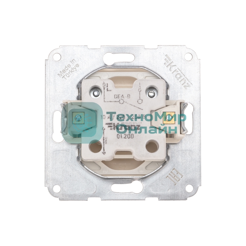 Выключатель Kranz DEA 1кл с/у 10А мех. бежевый (1/10/120)