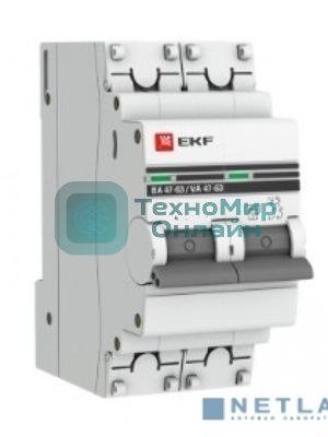 Выключатель автоматический модульный 2п C 25А 4.5кА ВА 47-63 PROxima EKF mcb4763-2-25C-pro