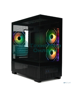 Компьютерный корпус XASTRA Q500M 3ARGb-C10 Black mATX/Aquarium/Screewless/ 3x120мм ARGb PWM FM fans/Argb+PWM HUB 10port/ Q500M-3FM12A-C10