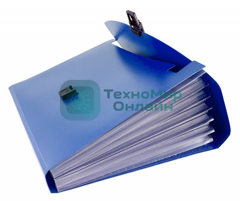 Папка-портфель Бюрократ -BPP6BLUE 6 отделений, A4, пластик, 0.7мм, синий