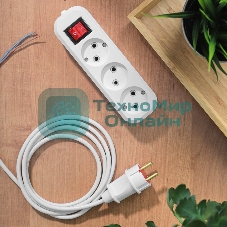 Колодка Rexant 3 гнезда с кнопкой без заземления