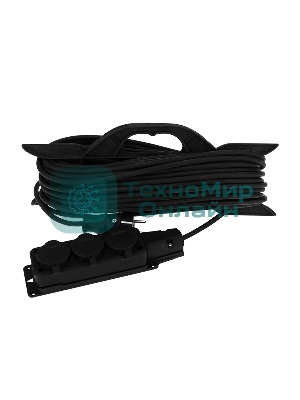 Удлинитель-шнур на рамке Rexant КГ 3х1.5, 30 м, 3 гнезда, морозостойкий, с/з, 16 А, 3500 Вт, IP44 (Сделано в России)