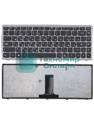 Клавиатура для ноутбука Lenovo Flex 14 G400s черная с серой рамкой