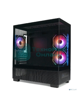 Компьютерный корпус XASTRA Q500M 3ARGb-C10 Black mATX/Aquarium/Screewless/ 3x120мм ARGb PWM FM fans/Argb+PWM HUB 10port/ Q500M-3FM12A-C10