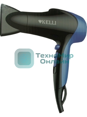 Фен Kelli KL-1121 черный/синий, 1800 Вт