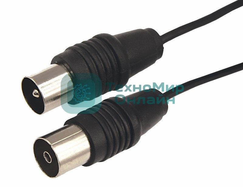 ВЧ кабель Rexant, ТВ гнездо - ТВ штекер, длина 1,5 метра, чeрный