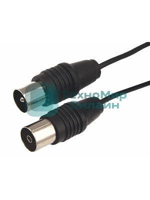 ВЧ кабель Rexant, ТВ гнездо - ТВ штекер, длина 1,5 метра, чeрный