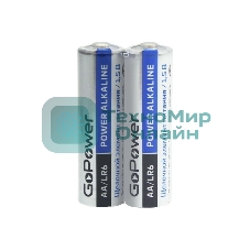 Батарейка GoPower LR6 AA Shrink 2 Alkaline 1.5V (2/40/800) коробка (40 шт.)