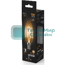 Лампа светодиодная филаментная Gauss 5Вт цок.: E14 свеча 220B 2700K св. свеч. бел.теп. C37 (упак.: 10 шт) (103801105)
