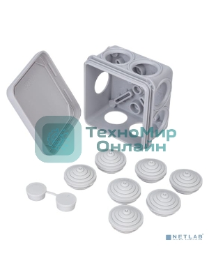 Рувинил 67030 Тусо. Коробка расп. для о/п, 70х70х40 мм, 7вводов, IP55 (св.-серая)