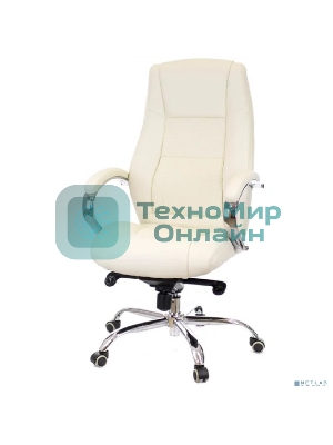 Кресло офисное Everprof Kron M бежевое (экокожа, хром, ролики, Мультиблок)