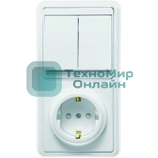 Блок Кунцево-Электро БКВР-035 Бэлла (2-кл. выкл. + евророзетка с защ. шторками) белый