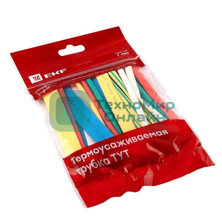 Термоусаживаемая трубка EKF tut-n-6 ТУТ 6/3 набор:7 цветов по 3шт. 100мм. EKF PROxima