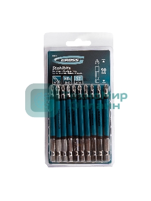 Набор бит Gross PZ2 х90, сталь S2, 10 шт.