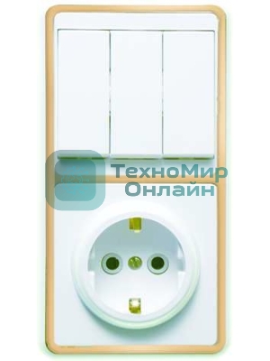 Блок Кунцево-Электро БКВР-033 Бэлла (3-кл. выкл. + розетка с заземл.) зол.