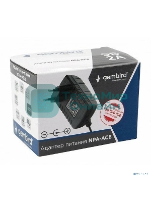 Адаптер питания Gembird NPA-AC8, 9В/2А, 1 штекер 5,5х2,5мм