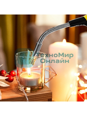 Бытовая газовая пьезозажигалка с классическим пламенем многоразовая (1 шт.) желтая СК-302W с гибким стержнем Сокол