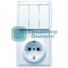 Блок Кунцево-Электро БКВР-033 Бэлла (3-кл. выкл. + розетка с заземл.) белый