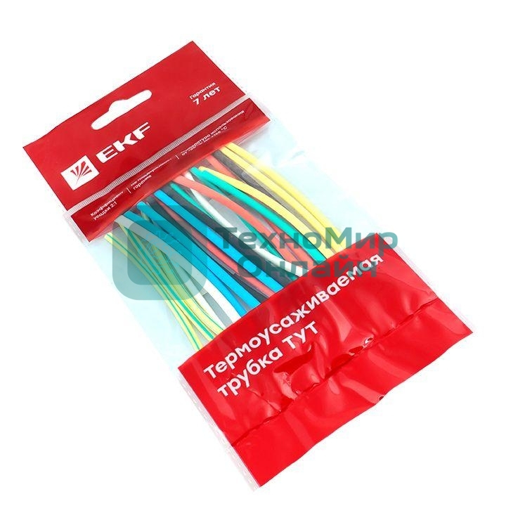 Термоусаживаемая трубка EKF tut-n-2 ТУТ 2/1 набор:7 цветов по 3шт. 100мм. EKF PROxima