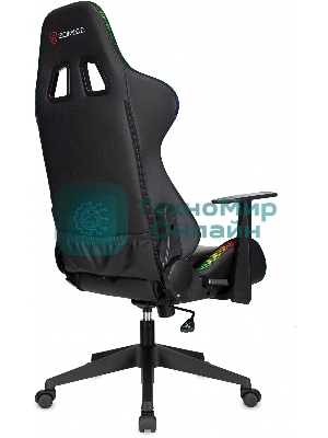 Кресло ZOMBIE GAME RGB черный, экокожа, 120 кг, подголовник, механизм качания