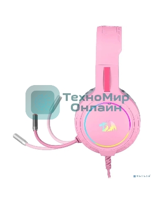 Гарнитура Redragon Mento розовый, проводная, USB / 2 x mini jack 3.5 мм, подсветка