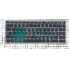 Клавиатура для ноутбука Lenovo Flex 14 G400s черная с серой рамкой