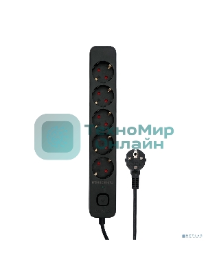 Сетевой фильтр Гарнизон 2.0 EPS-5-B-2, 5 р, 10А, 2 м, ур.защиты 2+, черный, пакет