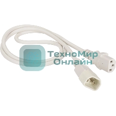 Шнур питания C13-C14, 3х0.75, 220В, 10А, белый, 1.8 метра