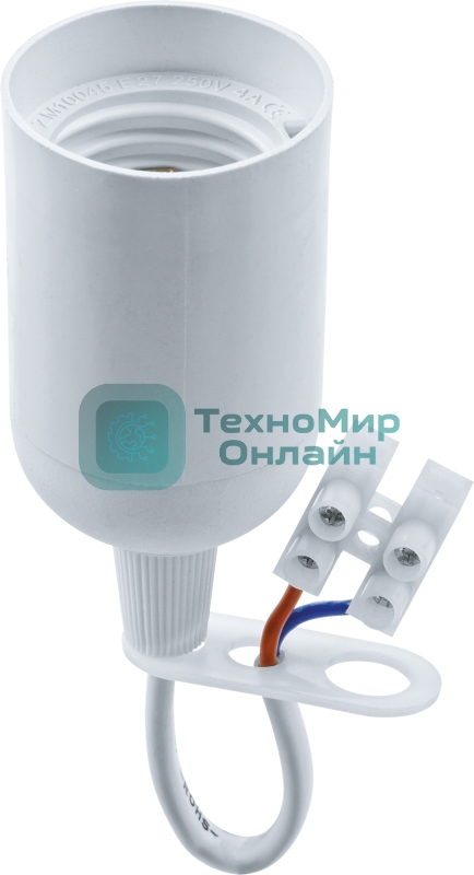 Патрон электрический Navigator NLH-P-F-WH-E27-TB пластик. подвесной с клеммной колодкой на проводе бел.