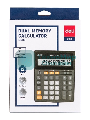 Калькулятор настольный Deli EM888 черный 12-разр.