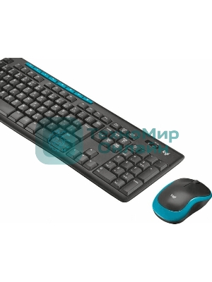 Комплект клавиатура+мышь Logitech MK275 беспроводной, USB, 1000 DPI, голубой/чёрный