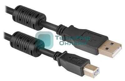 Кабель Defender USB04-10 PROКабель USB 2.0 для соед. 3.0м AM/BM, зол.конт, 2фер.фил.