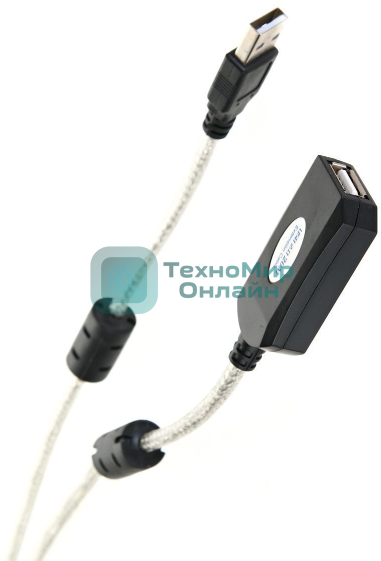 Кабель-адаптер Aopen/Qust USB2.0-repeater, удлинительный активный Am-->Af 20м (ACU823-20M) 6938510851345